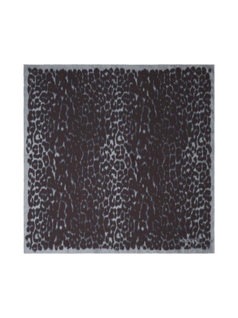 Lanvin Lanvin Leopard Print Silk Scarf in Grey at Nordstrom