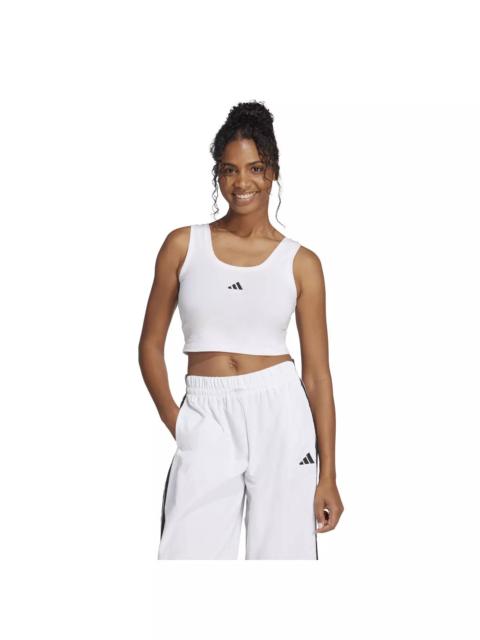 adidas Women's Essentials Small Logo Cotton Lifestyle Tank Top - White/Black