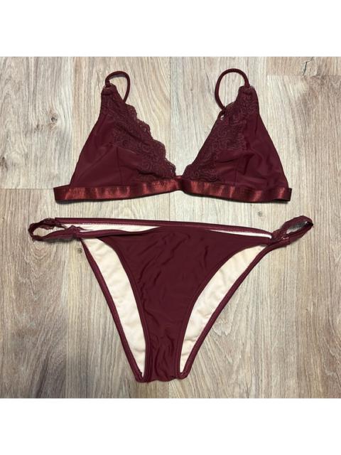 Other Designers LA Hearts Lace Trim Bikini in Wine