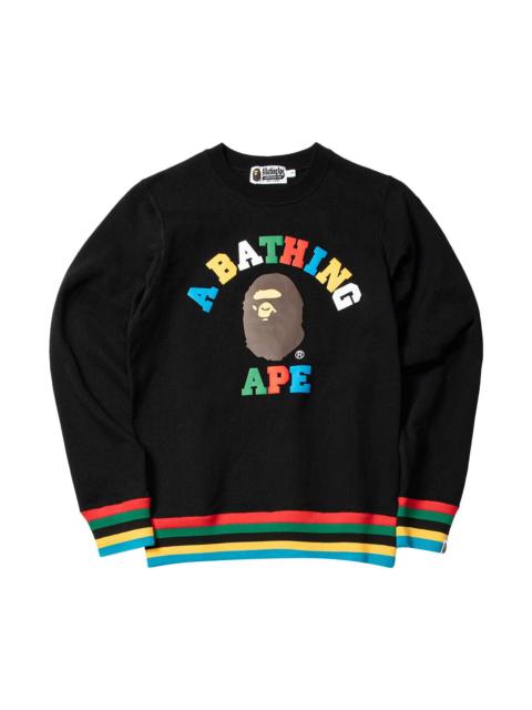 A BATHING APE® BAPE College Line Rib Crewneck 'Black'