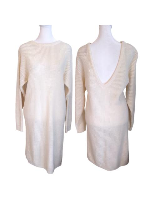 Other Designers Vintage 1970s Vicky Vaughn Junior White Knit Backless Sweater Dress Medium