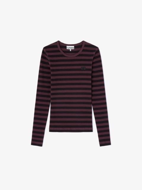 GANNI STRIPE RIB LONGSLEEVE