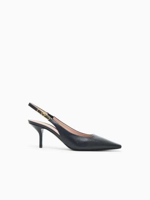 EMPORIO ARMANI Nappa-leather slingback court shoes with eagle plate
