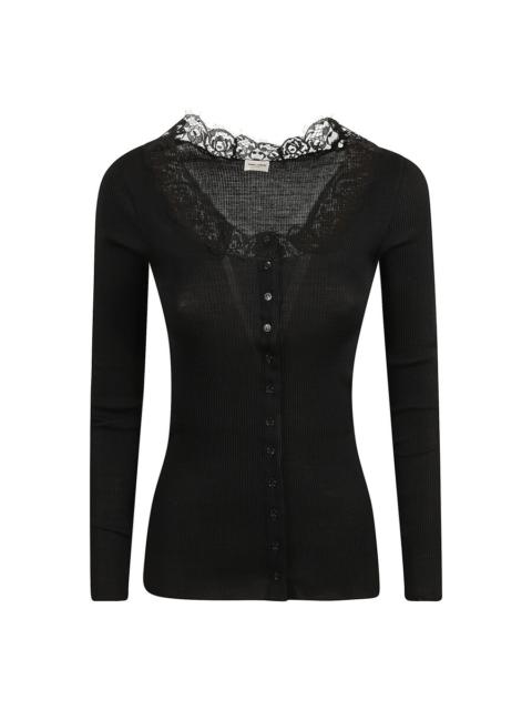 SAINT LAURENT Saint Laurent Womens Scoop Neck Long Sleeve Top