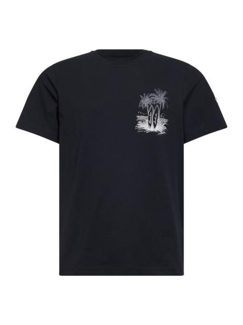 Moncler Moncler Men Blue Cotton Jersey Printed T-Shirt