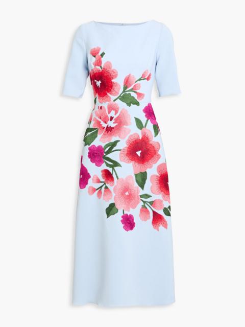 CAROLINA HERRERA Embroidered crepe midi dress