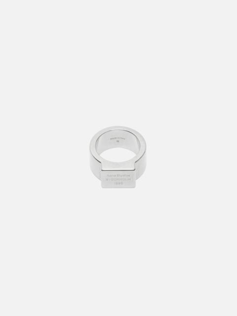 Acne Studios Logo engraved signet ring - Semi matt silver