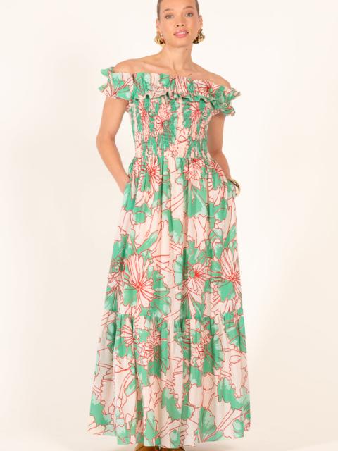 Poupette St Barth Long Dress Suzanne - Green Petal