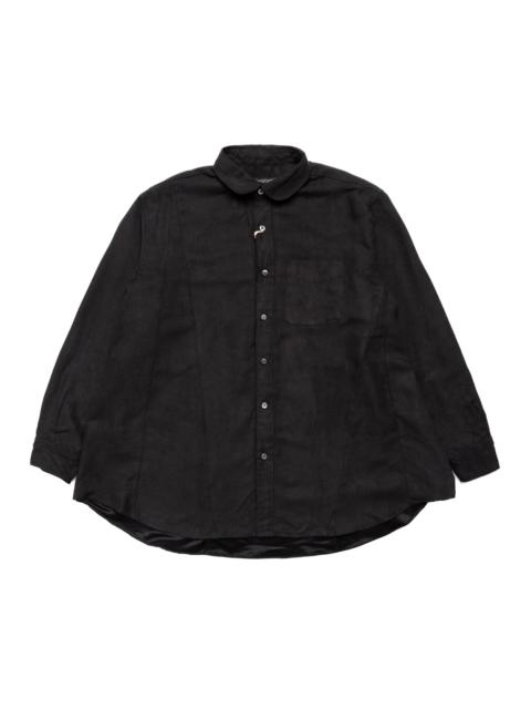 Flared Shirt Polyester Light Weight Fake Suede - Black