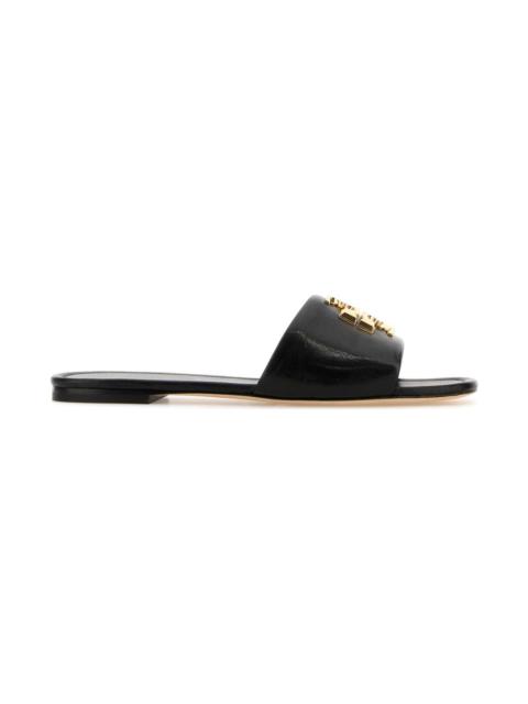 TORY BURCH Black Nappa Leather Eleanor Slippers