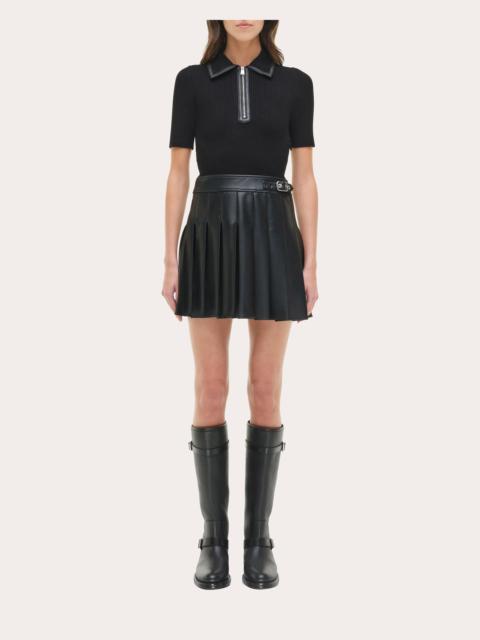 SIMKHAI Linnie Knit and Pleated Faux Leather Mini Dress