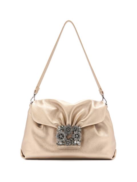 Roger Vivier RV Bouquet Strass-Embroidered Evening Bag gold
