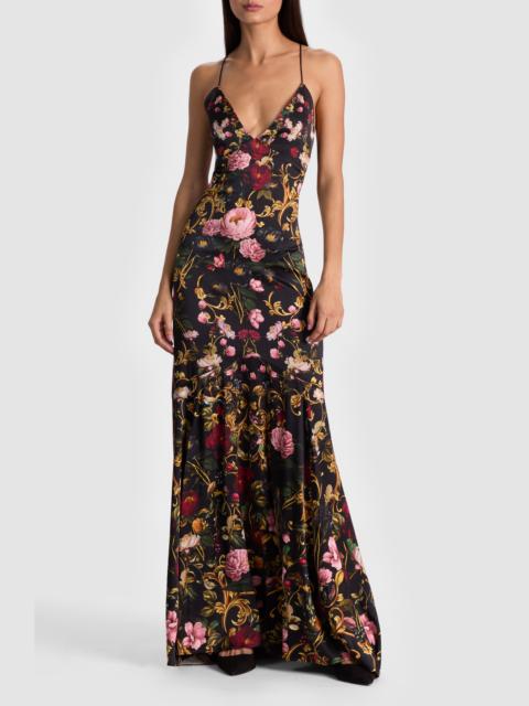 Alice + Olivia Alice + Olivia Milta Floral Mermaid Slipdress in Evermine at Nordstrom