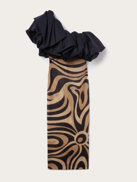 PUCCI MARMO PRINT ONE SHOULDER DRESS