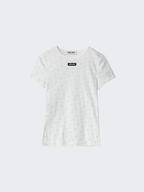 Miu Miu Costina Print Tee Bianco+azzurro