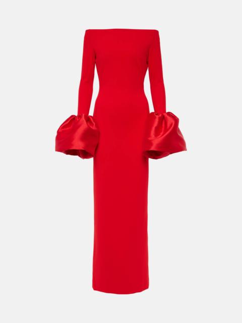 SOLACE LONDON Talia off-shoulder crêpe gown