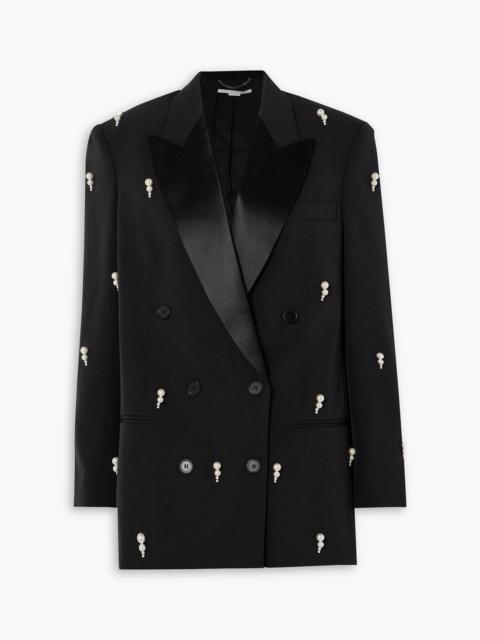 Stella McCartney Oversized faux pearl-embellished double-breasted wool-blend blazer