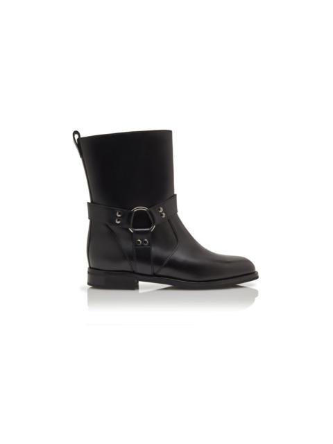 Manolo Blahnik Black Calf Leather Ankle Boots