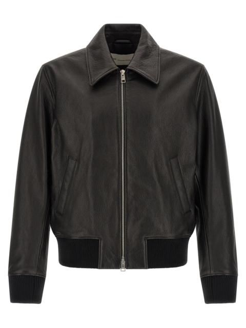 AMI Paris Ami Paris Men 'Ami De Coeur' Leather Bomber Jacket