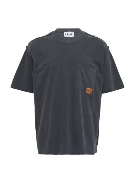 SOLID HOMME Washed T-Shirt With Shoulder Trim