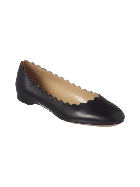 Chloé Chloé Lauren Scalloped Leather Ballerina Flat