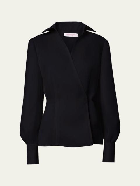 CAROLINA HERRERA Long-Sleeve Silk Wrap Blouse