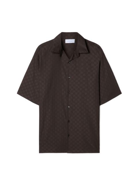 Off-White Chocolate Jacquard Check Bowling Shirt
