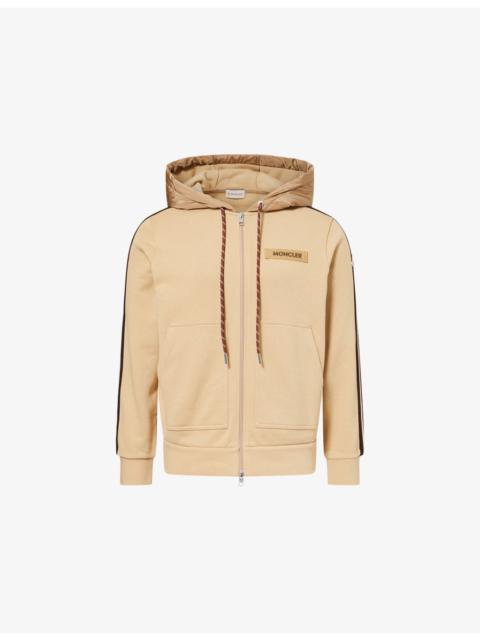Moncler Logo-Patch Striped-Panel Cotton Hoodie
