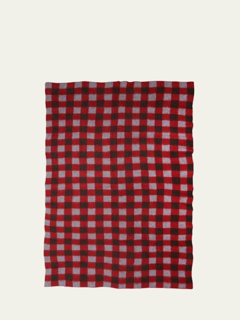 The Elder Statesman Thistle Gingham Blanket, 60" x 100"