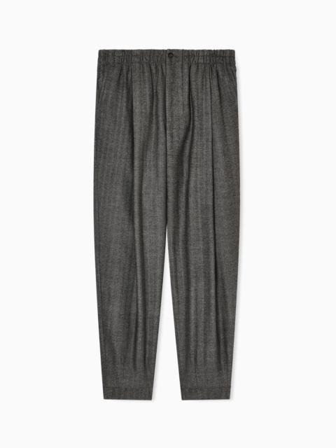 GIORGIO ARMANI CHEVRON VIRGIN-WOOL AND CASHMERE SINGLE-PLEAT TROUSERS