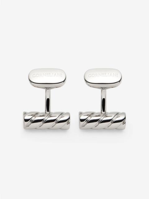 CORNELIANI Silver-tone barrel brass cufflinks