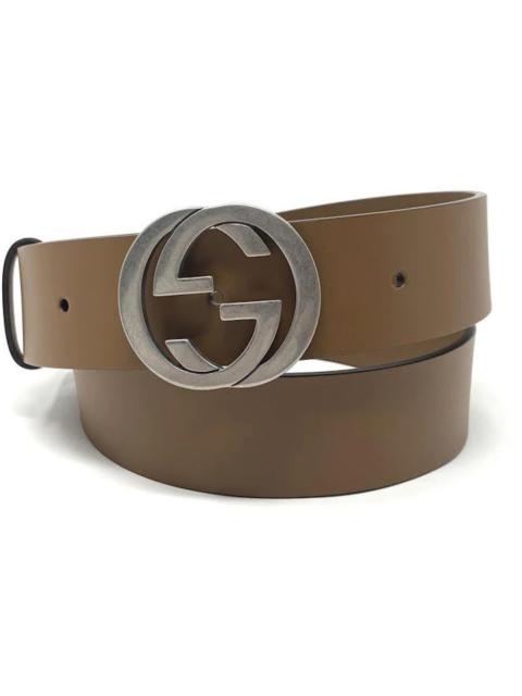 GUCCI Gucci Interlocking GG Signature Leather Belt 1.5 Width Brown