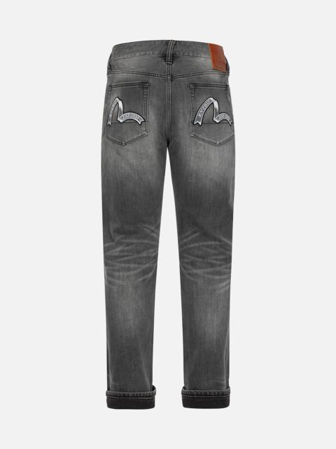 EVISU Washed Retro Ribbon Seagull Print Carrot Fit Jeans #2017