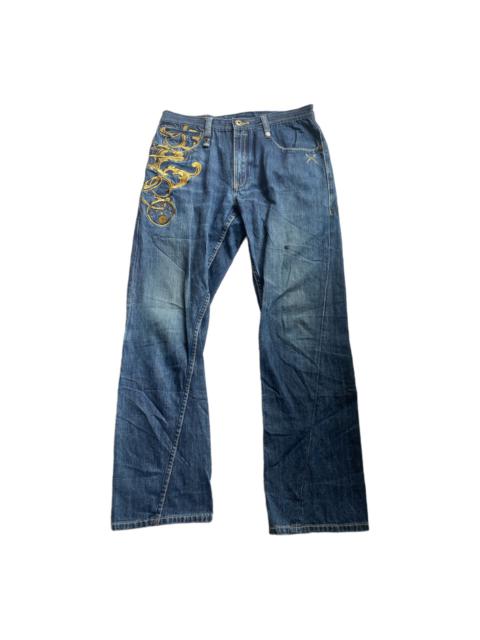 Other Designers Vintage - 🔥 VTG 🔥 Artful Dodger Skull Sukajan Faded Denim Jeans