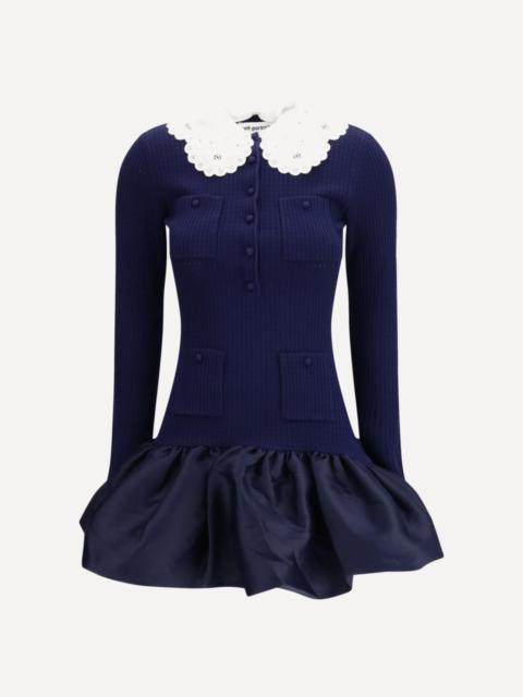 self-portrait Knit taffeta mini Dress