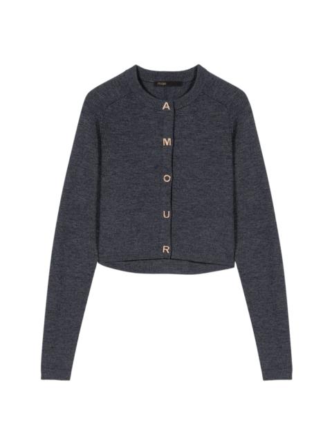 maje maje Round-neck rib knit cardigan in Grey at Nordstrom