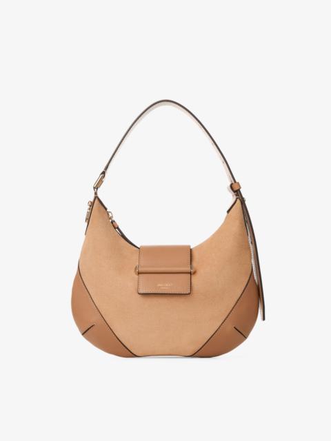 JIMMY CHOO Bar Hobo Small
Toffee Suede Shoulder Bag with Biker Leather Trim
