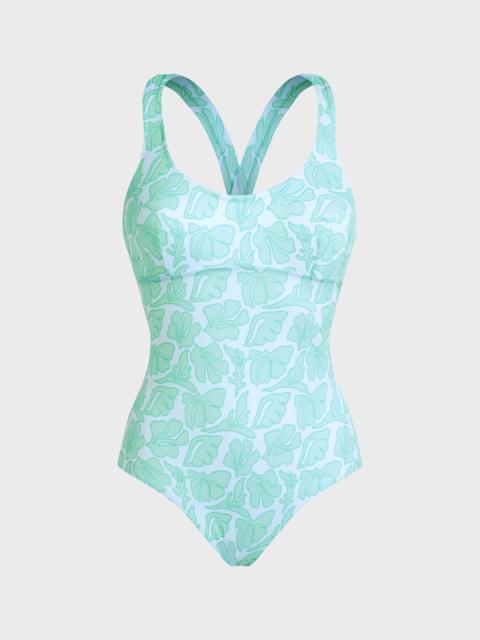 Vilebrequin WOMEN CROSSED BACK STRAPS ONE-PIECE SWIMSUIT SEASHELLS