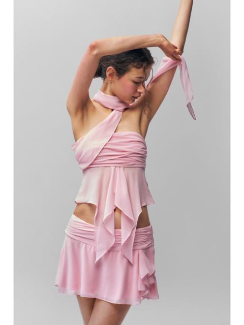 GUIZIO CHIFFON SLIT MINI SKIRT