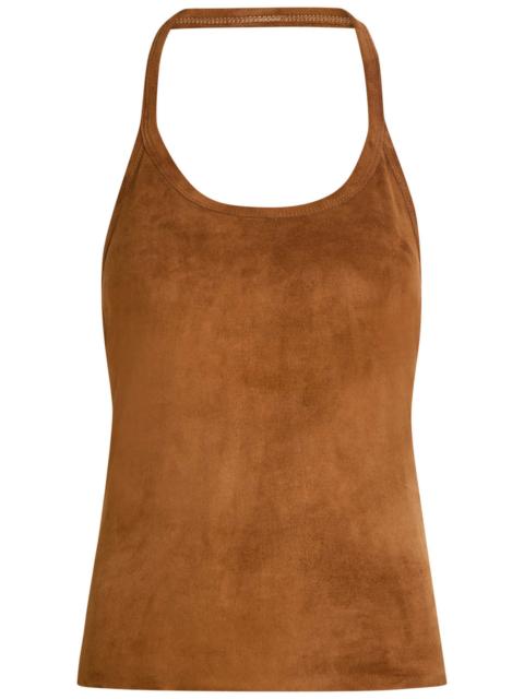 STOULS Stouls Cherry Halterneck Stretch-suede top