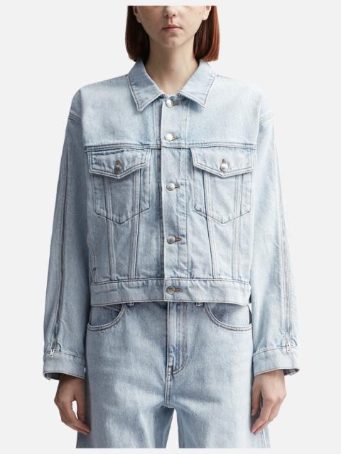 alexanderwang.t ZIPPED SLEEVE TRUCKER JACKET IN DENIM