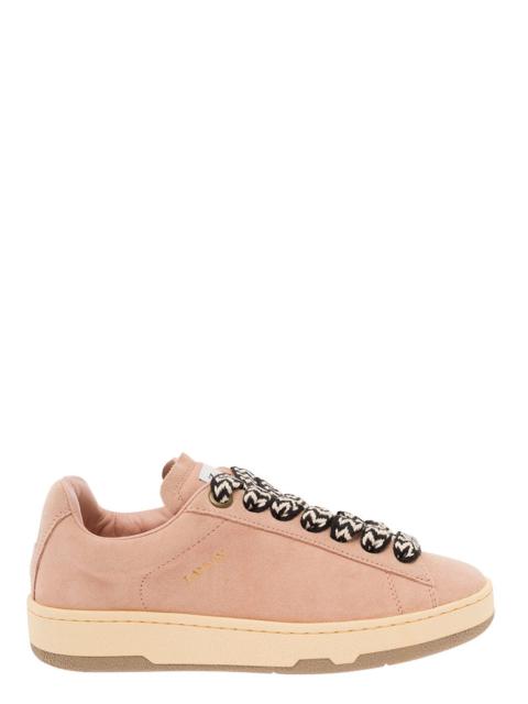 Lanvin Lanvin Women 'Lite Curb' Pink Low Top Sneakers With Oversized Multicolor Laces In Suede Woman