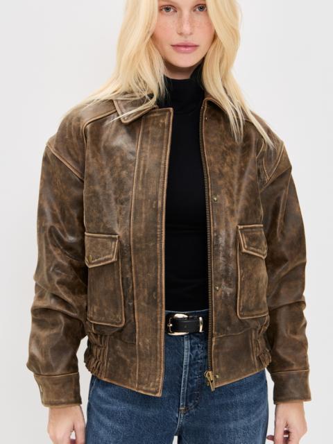 Reformation Veda Daphne Leather Bomber Jacket