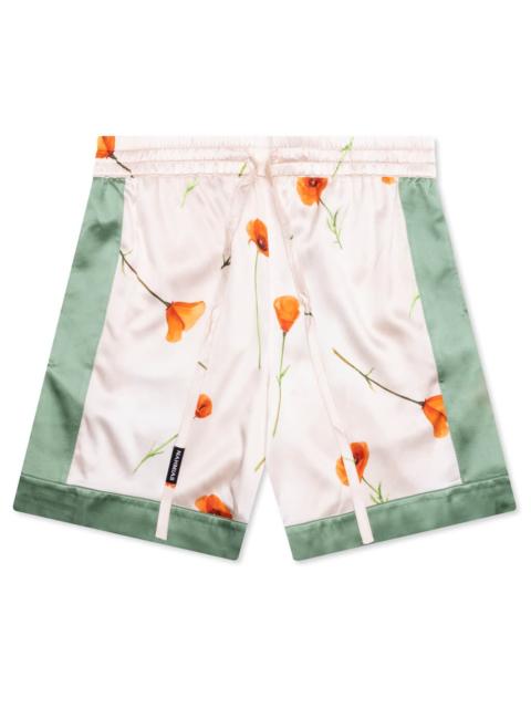 NAHMIAS COLOR BLOCK SILK SHORTS - POPPY IVORY