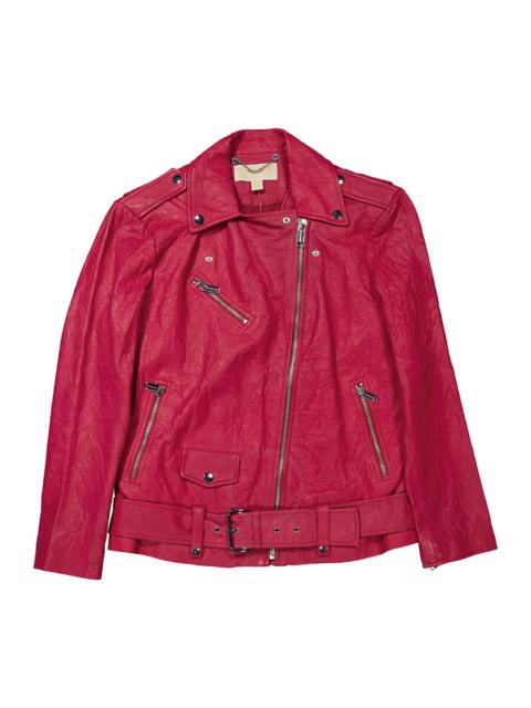 Other Designers Open Box - Michael Kors Ladies Crinkled Leather Moto Jacket, Size Small