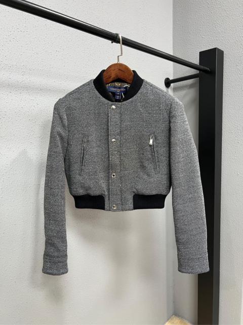 Louis Vuitton Louis Vuitton LV gray short baseball jacket with monogram lining.