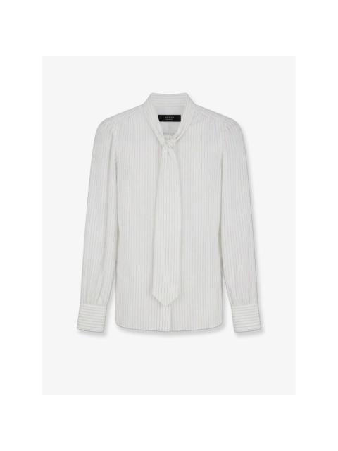 GUCCI GUCCI $1980 White Silk Pinstripe Shirt New & Authentic (Wome
