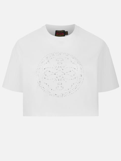 EVISU Kamon Rhinestone Cropped T-Shirt