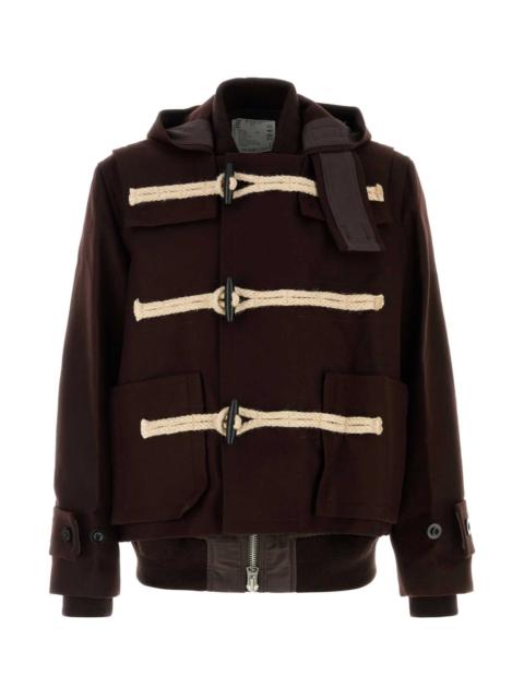 sacai Sacai Men Brown Wool Montgomery