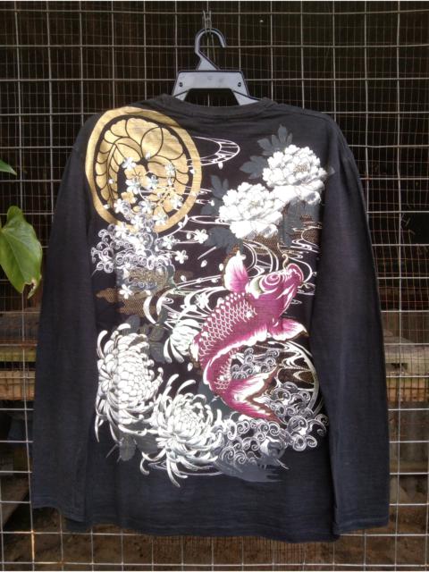 Other Designers Japanese Brand - VINTAGE SUKAJAN KOI FISH EMBROIDERY LONG-SLEEVED TEE